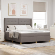 Letto Box Spring  con Materasso e LED Tortora 180x200 cm Tessuto
