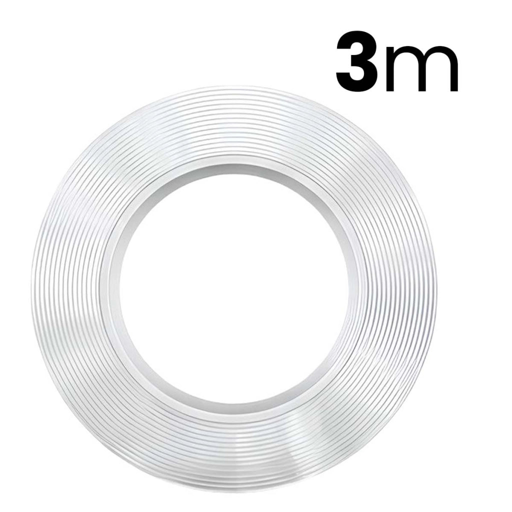 Nastro Adesivo Nano Tape Fissaggio Biadesivo 3cm x 3m e senza Perforazione Trasparente Avizar
