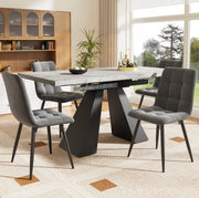Set tavolo da pranzo allungabile nero e 4 sedie grigie