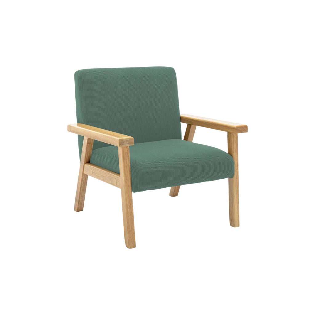 Poltrona scandinava per bambini in velluto a coste e legno di gomma,
