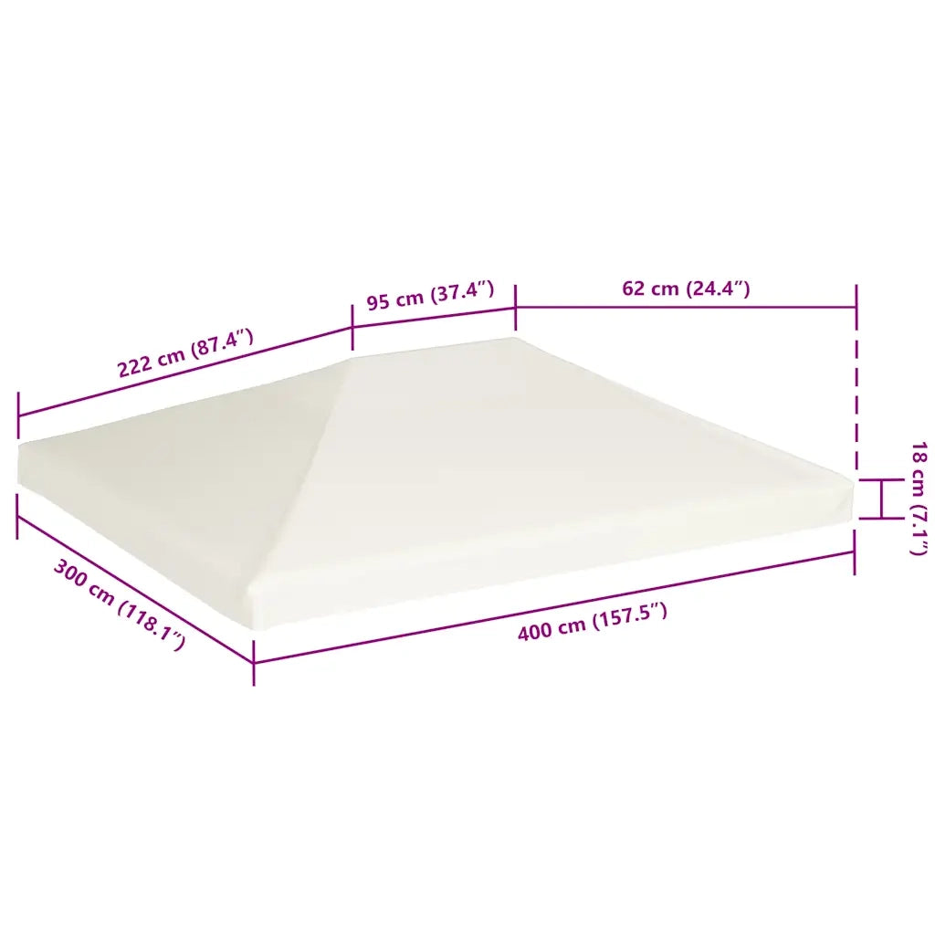 Copertura Superiore per Gazebo 310 g/m² 4x3 m Bianco Crema 44783