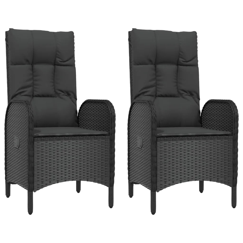 Set da Pranzo da Giardino 5 pz Nero con Cuscini in Polyrattan