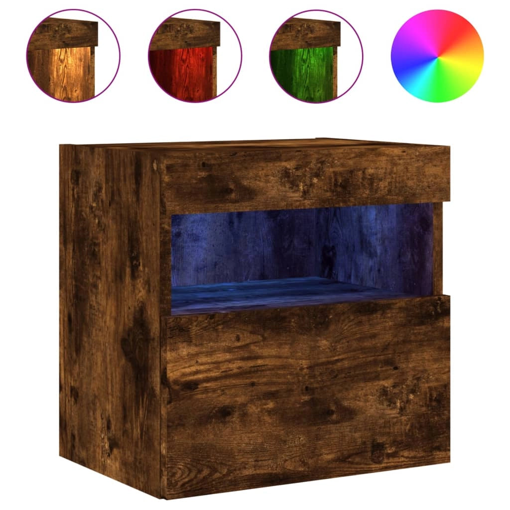 Mobile TV a Parete con Luci LED Rovere Fumo 40x30x40 cmcod mxl 134128