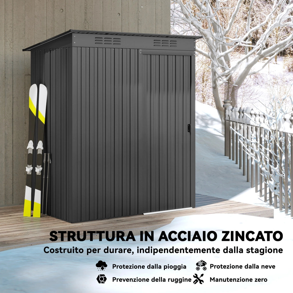 Casetta da Giardino in Metallo ¨C zephmum ¨C Grigio Scuro 159x106x181 cm