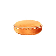Pouf Rotondo Taj Mahal in Velluto Bronzo con Pompon