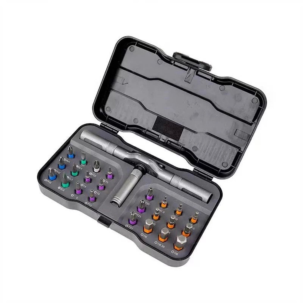 Trade Shop - Kit Cacciaviti A Cricchetto 24in1 Di Precisione Con 24 Punte Manico Rimovibile Riparazioni -