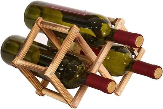 Porta vini in legno pieghevole - Organizzatore di bottiglie per vini e birre