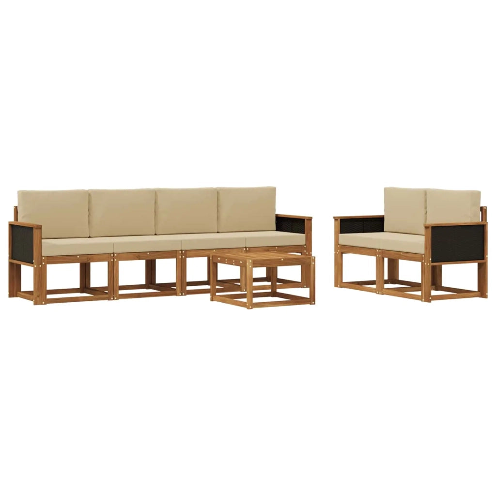 Set di divani da esterno con cuscino 6 pcs Naturale 3385004