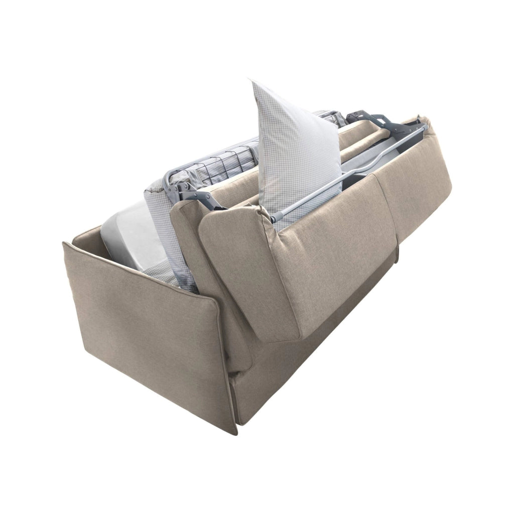 Follina, Divano Letto 2 Posti Sfoderabile Made in Italy, 160x95 cm Grigio Tortora