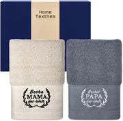 Set di 2 asciugamani da bagno in cotone 35 x 70 cm con scatola regalo