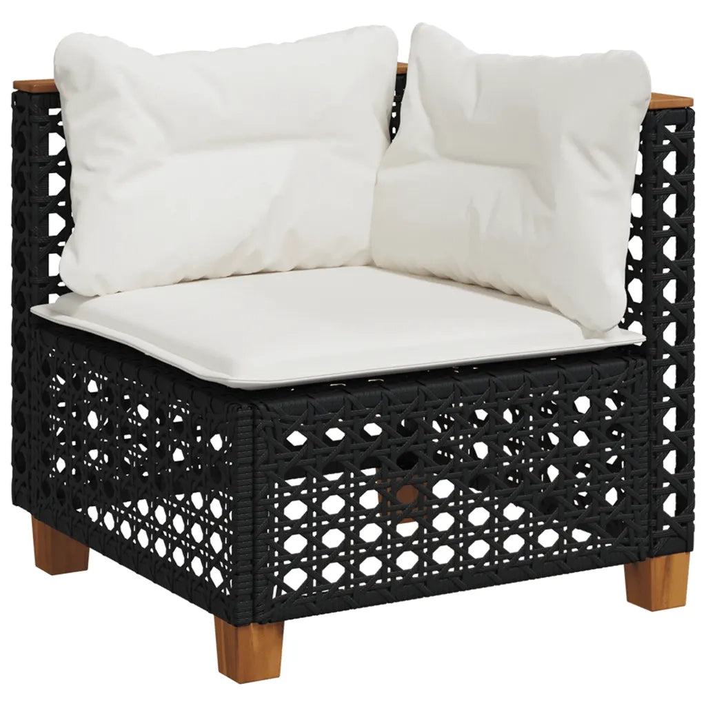 Set Divano da Giardino 6 pz con Cuscini Nero in Polyrattan 3261860