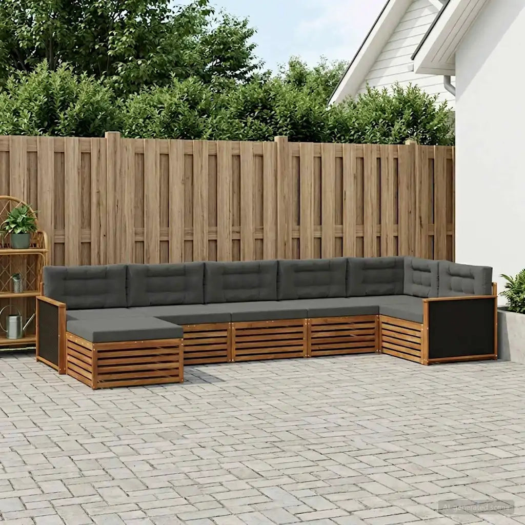 Set di divani da esterno con cuscino 7 pcs Naturale e Antracite 3383615