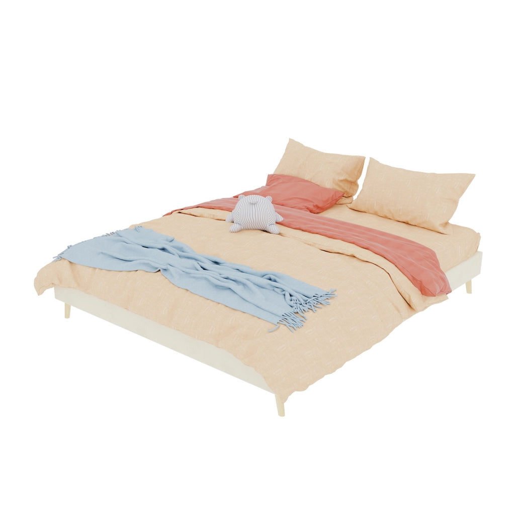 Letto 160x200 cm; design moderno in tessuto e metallo beige