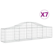 Cestini gabbioni recinzione a gabbia muro di contenimento ad arco 7 pezzi 200 x 30 x 40/60 cm ferro zincato argento 02_0041076