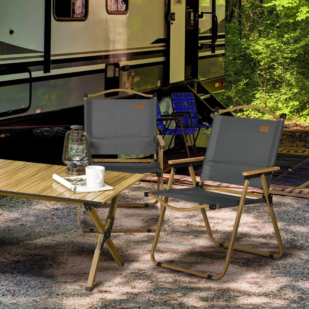 Set 2 Sedie per Esterni 54x59x78 cm Seduta in Tessuto Oxford e Acciaio  Grigio