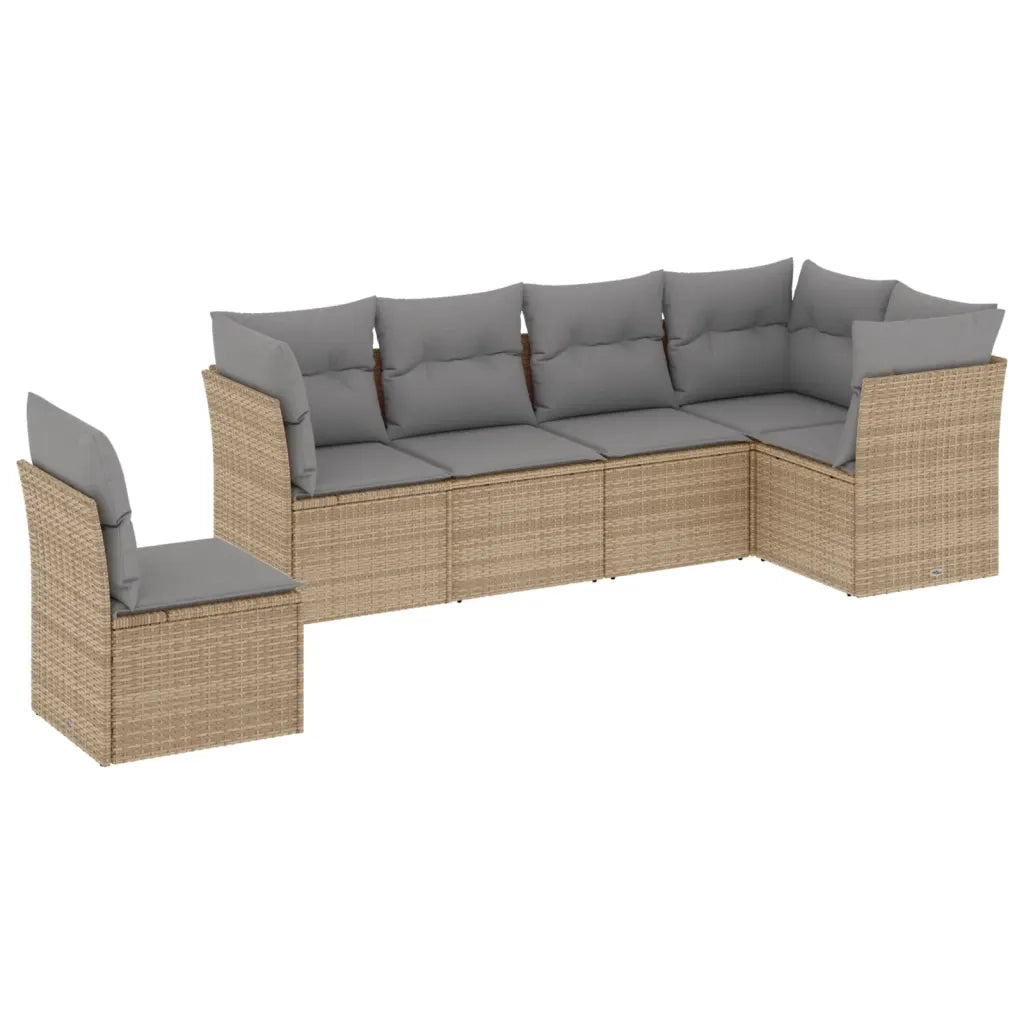 Set Divano da Giardino 6 pz con Cuscini Beige in Polyrattan 3249538