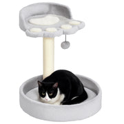 Tiragraffi per Gatti con Lettini ¨C Xylo ¨C Corda in Juta e Peluche, 41x41x44 cm, Grigio Chiaro