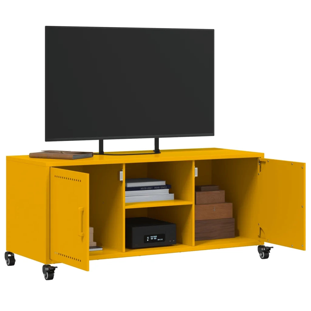 Mobile TV Giallo Senape 100,5x39x43,5 cm in Acciaio 846665
