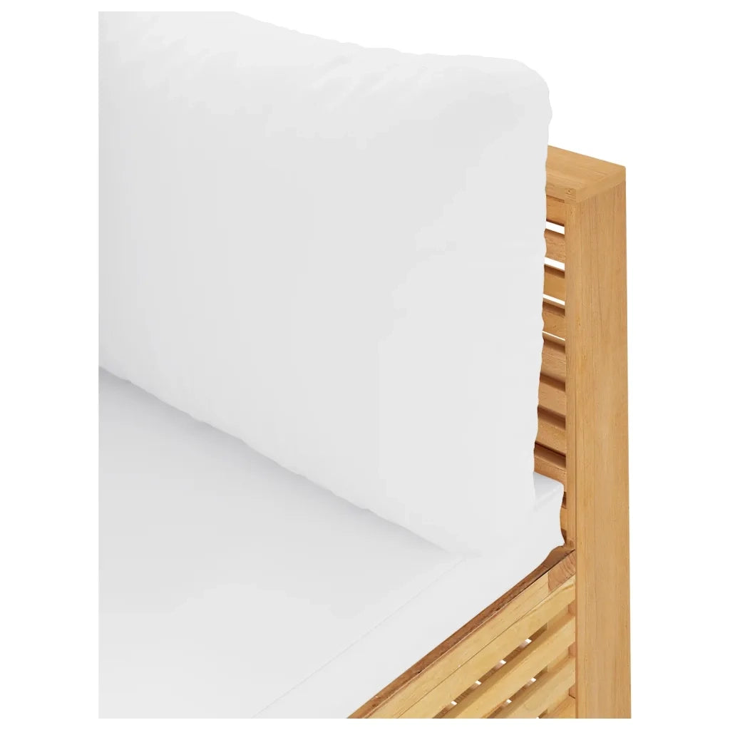 Divano Angolare da Giardino con Cuscini Crema Massello di Teak 319157