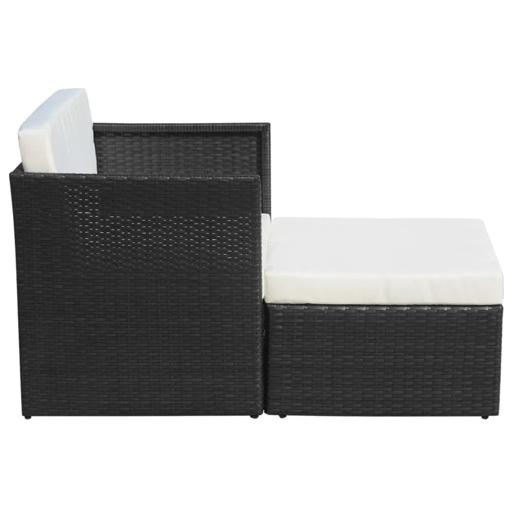 Sedia da Giardino | Sedie da Esterno con Poggiapiedi in Polyrattan Nero