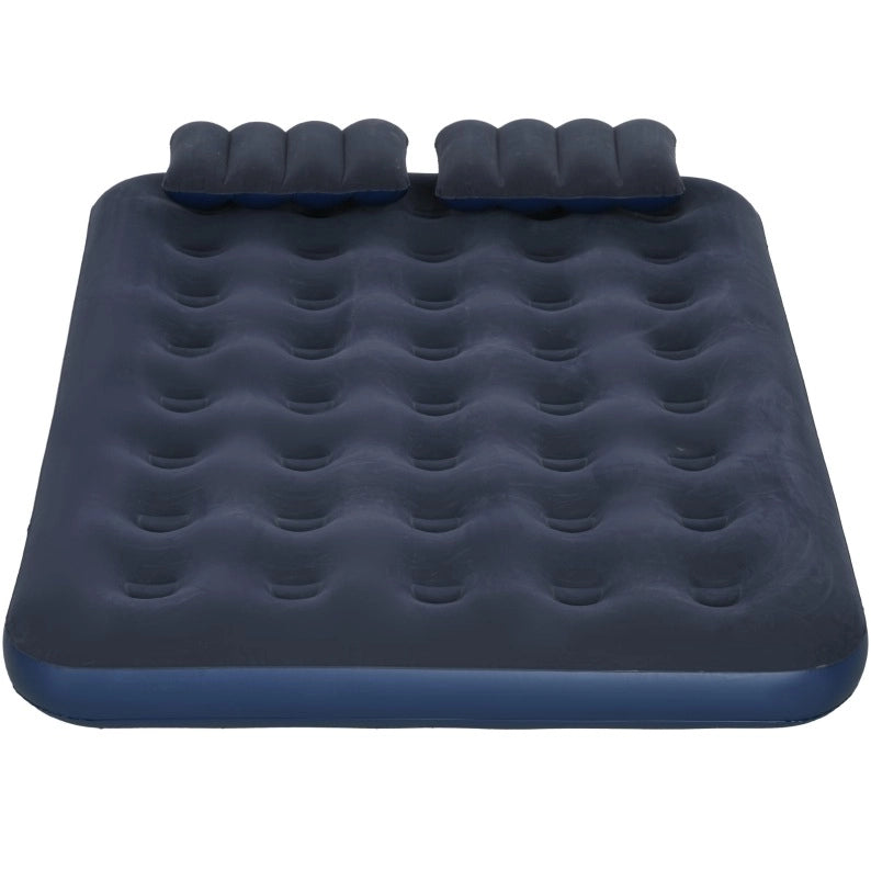 Materasso gonfiabile matrimoniale ULEVR 203x152x22 cm con pompa manuale integrata e 2 cuscini, blu