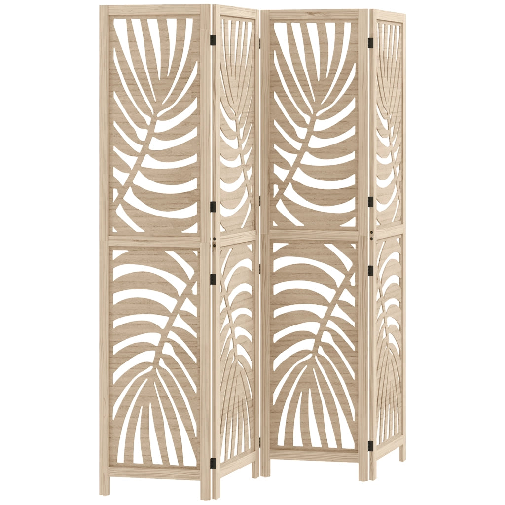 Paravento 4 Ante in Legno 160x170 cm ¨C zephmum ¨C Naturale