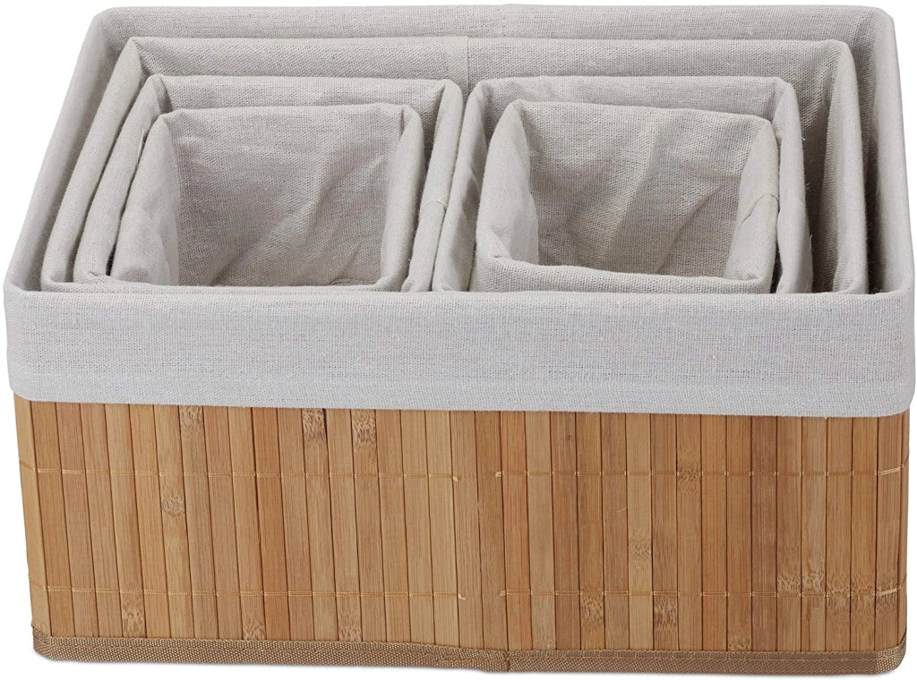 Set di 6 cestini portaoggetti/cestini decorativi in ​​bambù e tessuto naturale 13_0002507_3