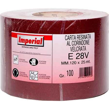 CARTA ABRASIVA VELCRATA 'E 28V' Grana 120 - rotolo mm 120x25 mt - 25 metrilineari- IMPERIAL ABRASIVI