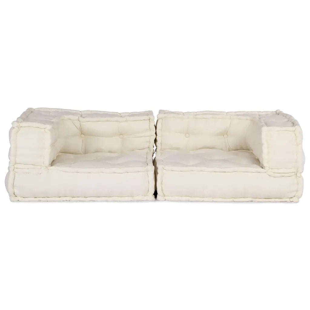 Divano Modulare a 2 Posti Crema 140x70x36 in Tessuto 4019024
