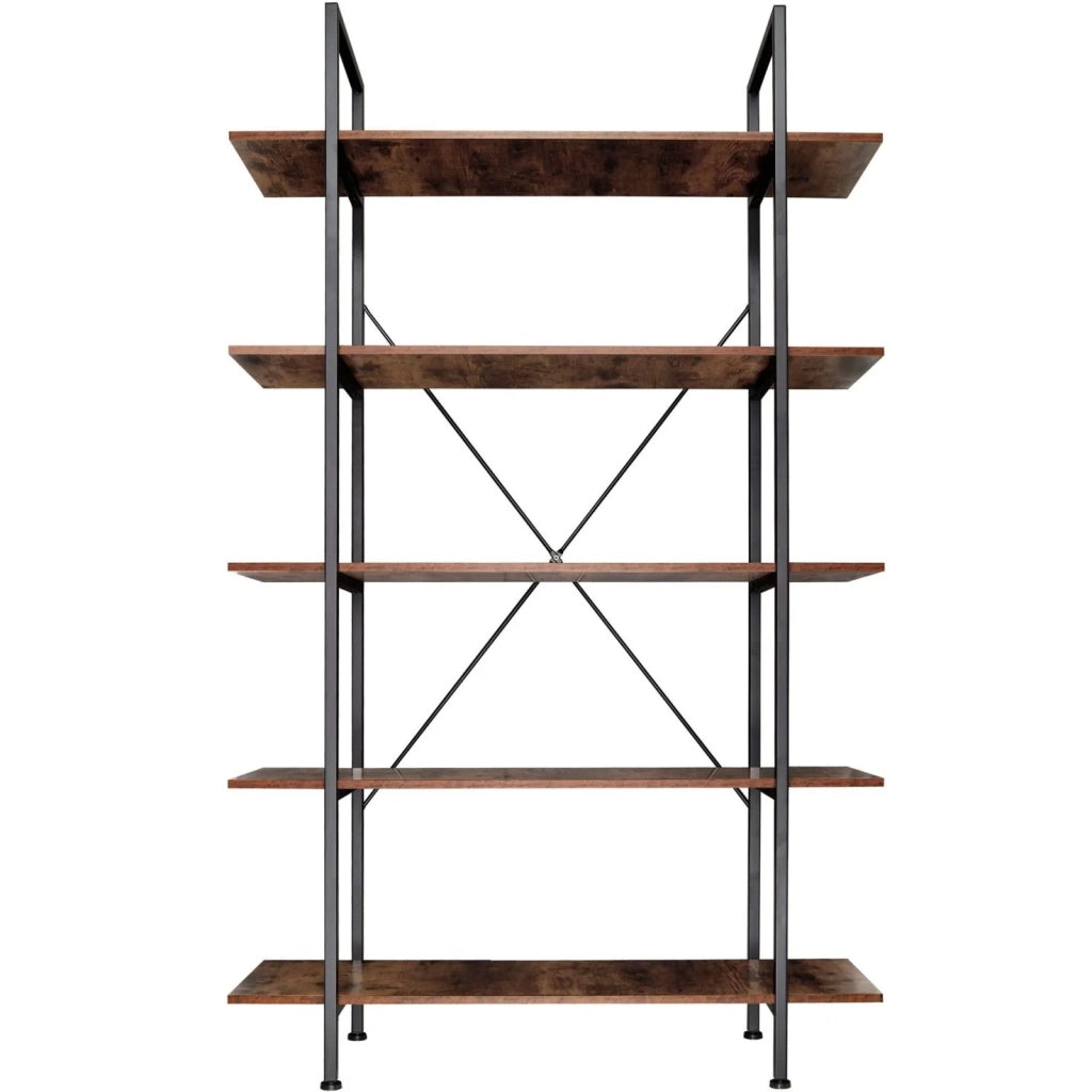 Libreria grande in stile industriale/vintage con 5 ripiani 179,5 cm marrone 08_0000254