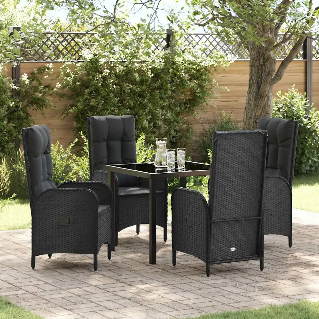 Set da Pranzo per Giardino con cuscino 5 pcs Nero polyrattan 3380114
