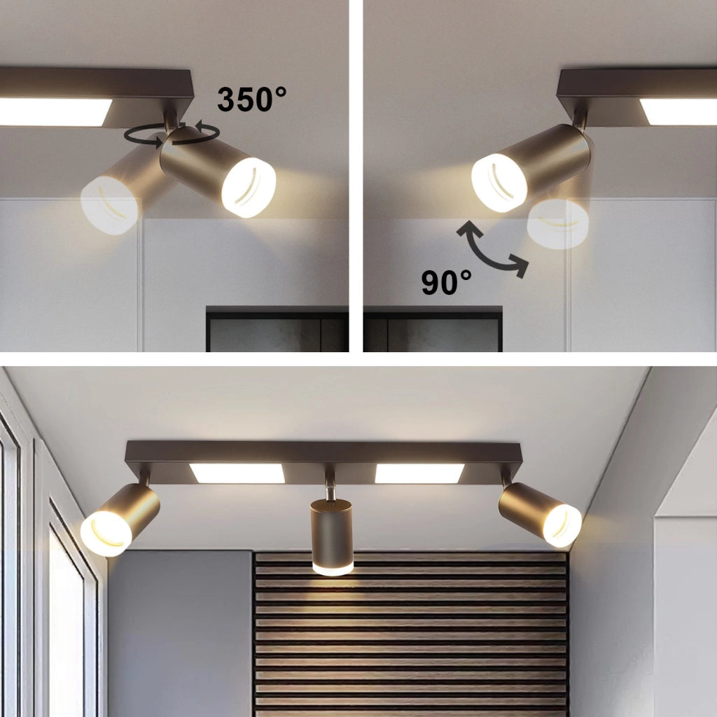ZMH Faretto da soffitto neri 3 lampadine GU10 20W 3000K orientabili per camera letto cucina bianco caldo