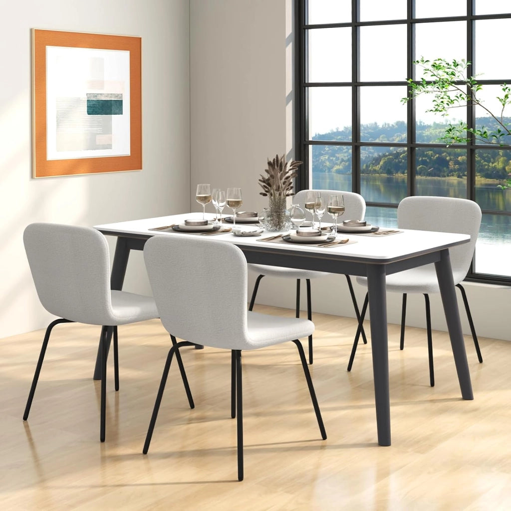 Set di 4 sedie da pranzo imbottite, per soggiorno, sala da pranzo con schienale, senza maniche, con gambe in metallo, portata fino a 150 kg, set di 4 sedie da pranzo, 47 x 58 x 86 cm