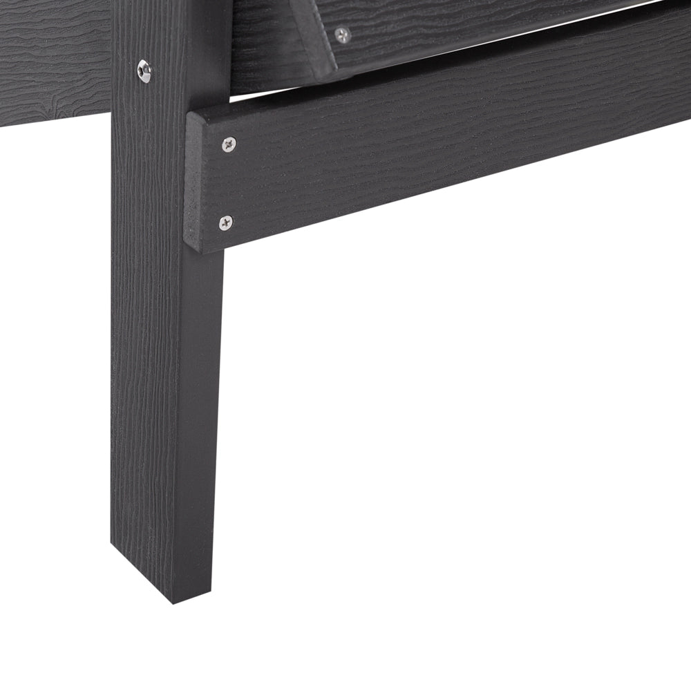 Sedia da giardino in legno di plastica grigio scuro con poggiapiedi resistente agli agenti atmosferici in stile moderno
