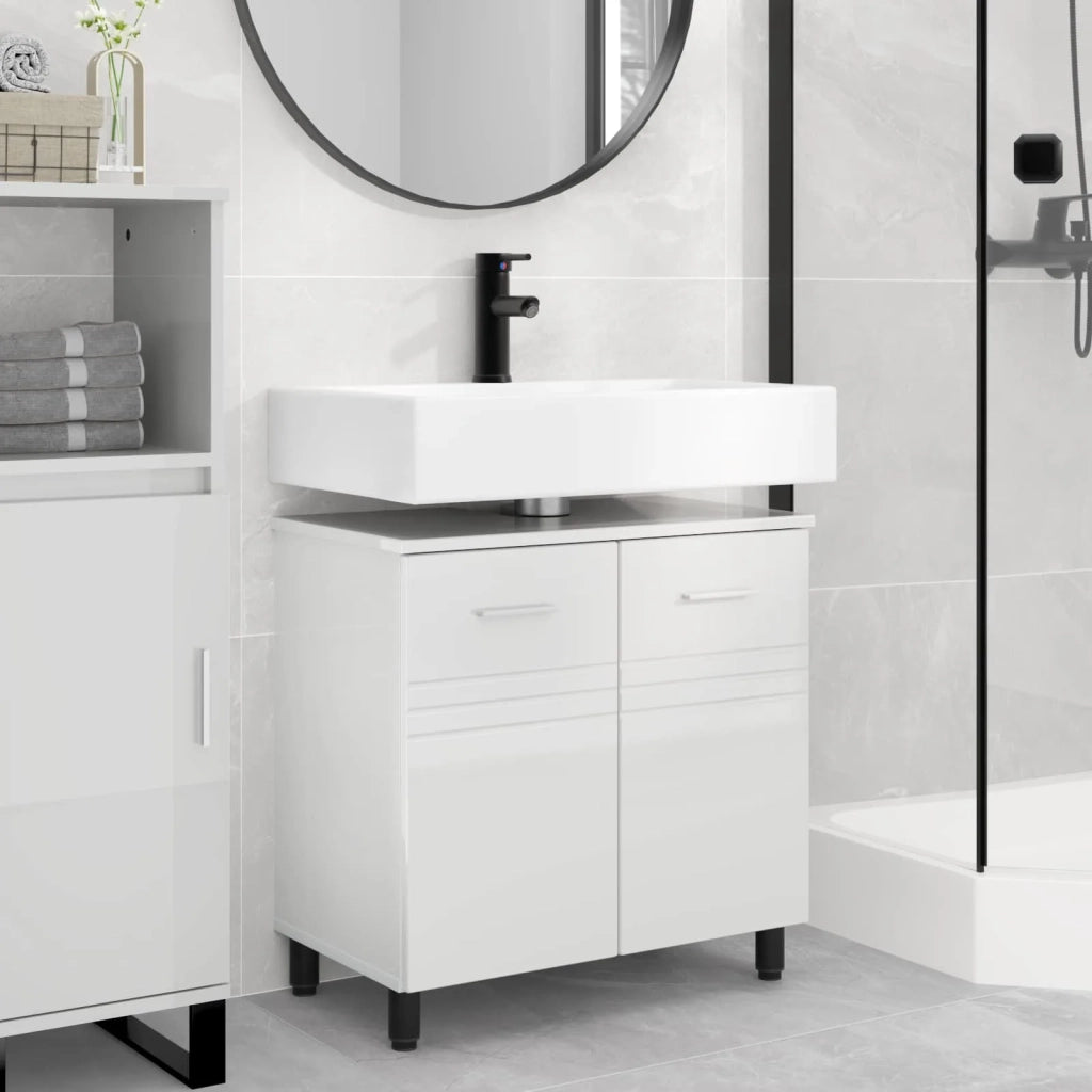 Mobiletto da bagno Bianco Lucido 60 x 35 x 60 cm