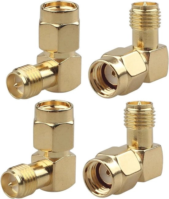 4 pezzi Adattatore RP-SMA a 90 gradi per antenne RF coaxiali - Compatibile con antenne 4G LTE, FPV, drone, backup camera, radio trasmettitore, WiFi, trasmissione wireless