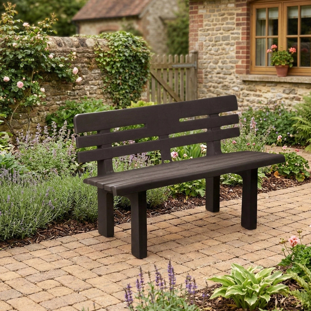 Panchina da esterno Alim, Panca monoblocco da giardino, Panchina outdoor, 100% Made in Italy, 110x52h71 cm, Antracite