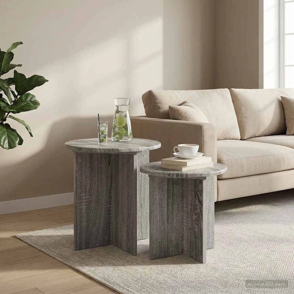 Set tavolini 2 pz Grigio Sonoma Ø 45 x 45 cm 8001016