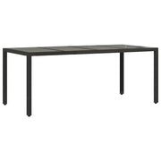 Tavolo da Giardino | Tavolino da esterno Piano in Vetro Nero 190x90x75 cm Polyrattan