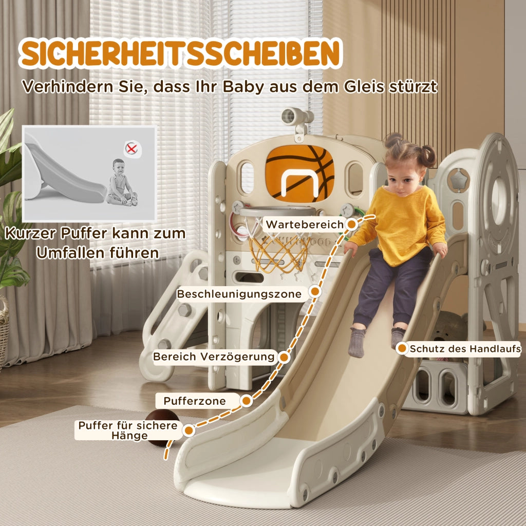 Casetta per bambini con scivolo e tunnel ¨C zephmum ¨C 186x153x111 cm cremewei?