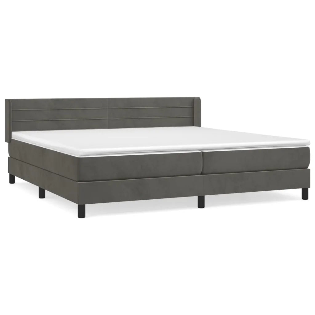 Giroletto a Molle con Materasso Grigio Scuro 200x200 cm Velluto 3131040