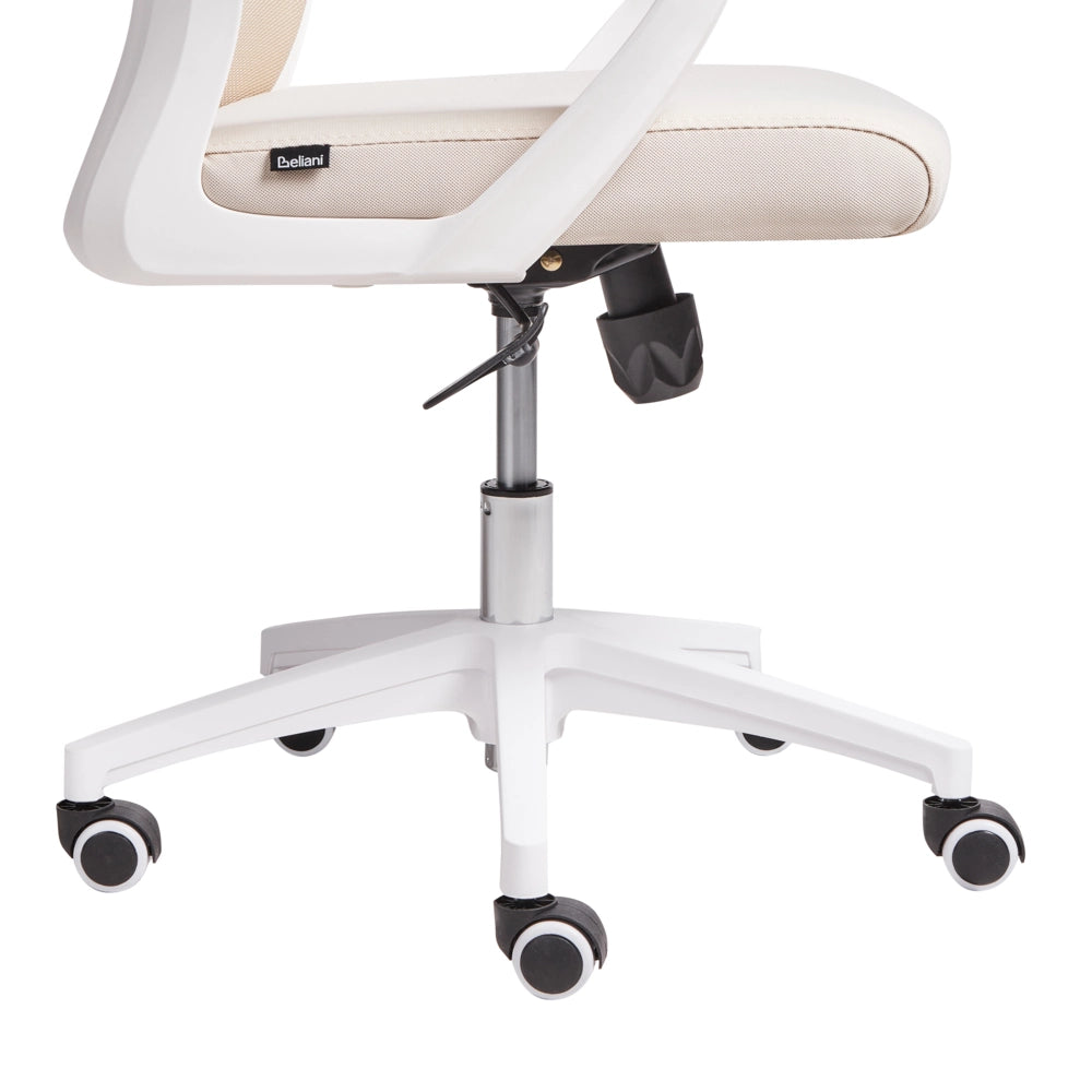 Sedia da ufficio con base girevole e poggiatesta regolabile in altezza con rete Home Office Beige stile moderno