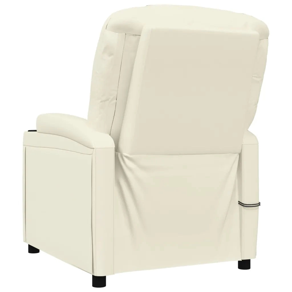 vidaXL Poltrona Massaggiante Elettrica Bianco Crema Similpelle