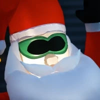 Babbo Natale Gonfiabile su Aereo 160cm con Luci LED Integrate, Decorazione Natalizia da Esterno