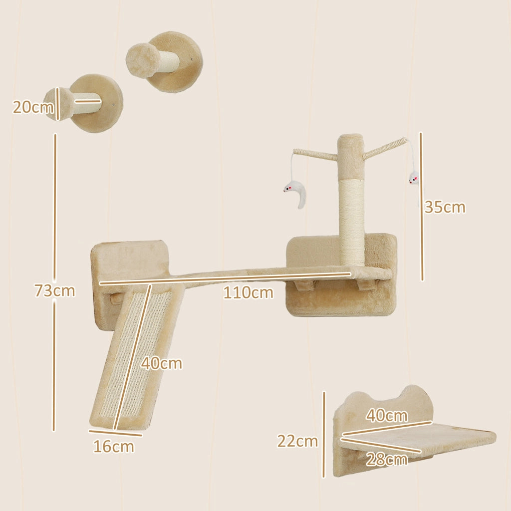 Tiragraffi per Gatti con Parete d'Arrampicata e Palle ¨C Zephmum ¨C Beige