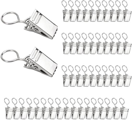 100 pezzi di attacchi per tende - Attacchi per tende in acciaio inossidabile piccoli per tende foto - Clip per tende da doccia multifunzionali