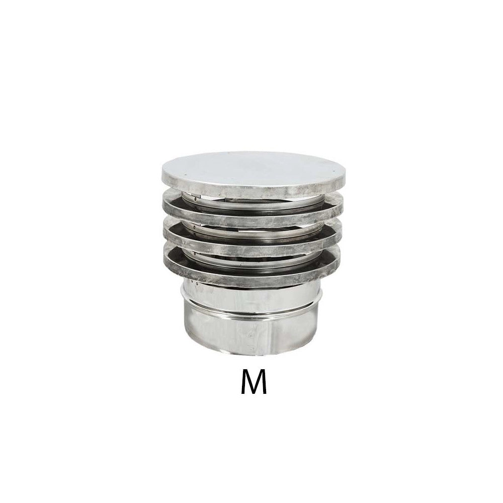 Fumaiolo da 130mm tipo zara di acciaio inox aisi 304 base tonda innesto m maschio monoparete