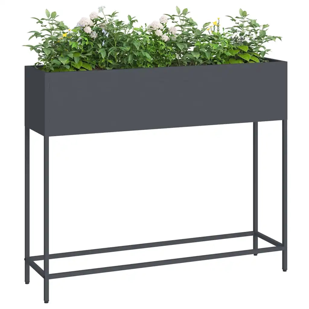 Vaso da Giardino Rialzato Antracite 100 x 26 x 82 cm Acciaio