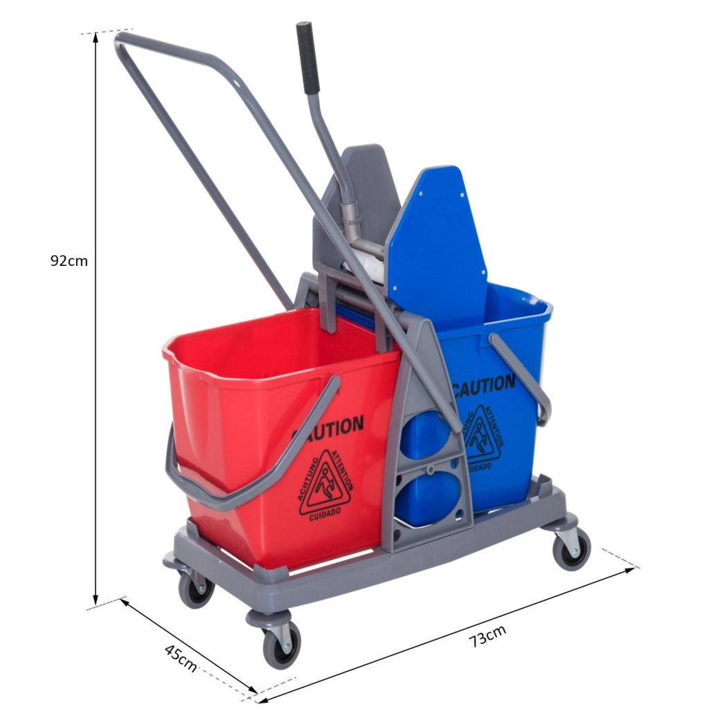 EasyComfort Carrello delle Pulizie Professionale 2 Secchi Capacità 25L Strizzatore 73 × 45 × 92cm