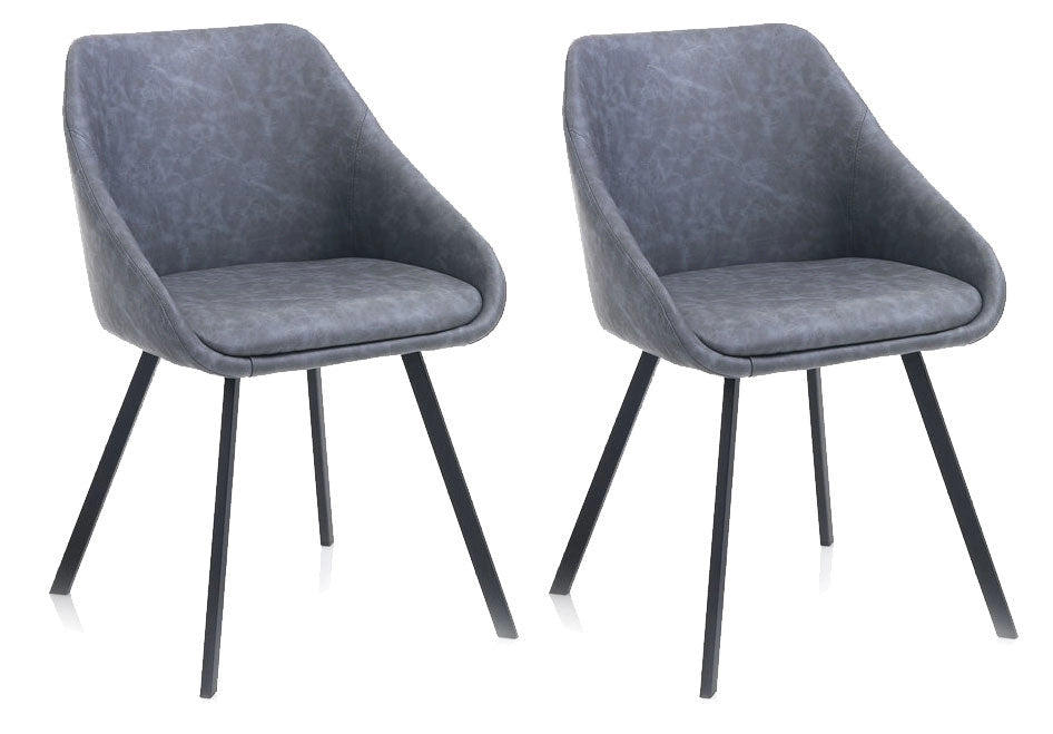 Set 2 Sedie 51x44x77 cm in Similpelle Grigio